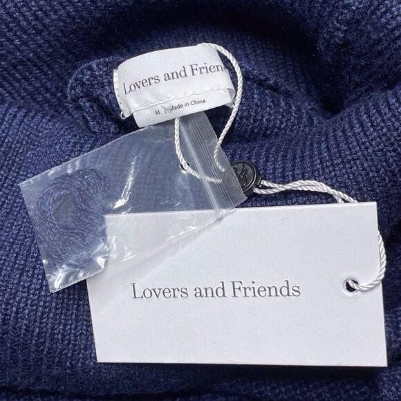 NWT LOVERS & FRIENDS Keeney Distressed Sweater Mini Dress Size M Navy Wool Blend - Picture 9 of 16